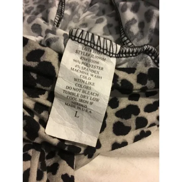 French Atmosphere Womens Leopard Print Long-Sleeve Top L Polyester/Spandex Made - Picture 10 of 12